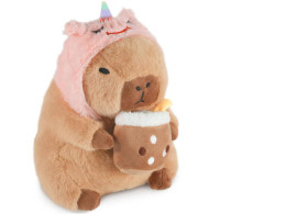 Capybara doll wearing a unicorn hat