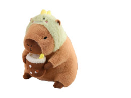 Capybara doll wearing a dragon hat
