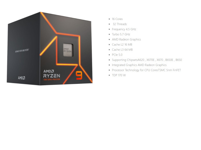 AMD Ryzen™ 9 7950X Desktop Processor 4.5 GHz 16C 32T AMD Ryzen™ 9 7950X Desktop Processor 4.5 GHz 16C 32T