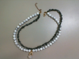 Bijouterie, double necklace, white and green Bijouterie, double necklace, white and green