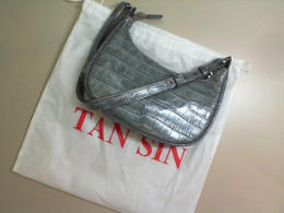 Leather bag, gray, small