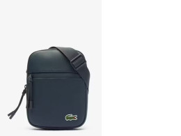 Men's Lacoste LCST crossbody bag in coated canvas, blue Men's Lacoste LCST crossbody bag in coated canvas, blue