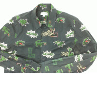 Blue long-sleeved shirt with crocodile pattern Blue long-sleeved shirt with crocodile pattern