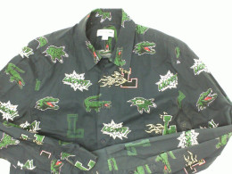 Blue long-sleeved shirt with crocodile pattern 