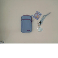 Set of 2 Small blue bag and blue cartoon bag charm