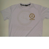 White round neck t-shirt with Thai boxing pattern Size M