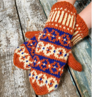 Warm knitted mittens