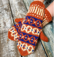 Warm knitted mittens