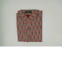 Pink Thai silk clothing with red patterns 