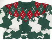 Green and white long-sleeved sweater with Christmas pattern Green and white long-sleeved sweater with Christmas pattern