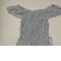 Blue dress with white stripes