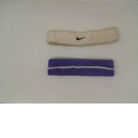 Set of 2 Sweatproof Headband, White and Blue