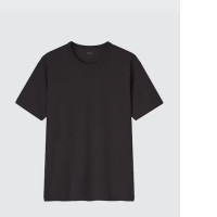 UNIQLO AIRISM COTTON CREW NECK T-SHIRT Color BLACK UNIQLO AIRISM COTTON CREW NECK T-SHIRT Color BLACK