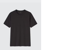 UNIQLO AIRISM COTTON CREW NECK T-SHIRT Color BLACK UNIQLO AIRISM COTTON CREW NECK T-SHIRT Color BLACK
