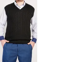 Men's black vest, knitted