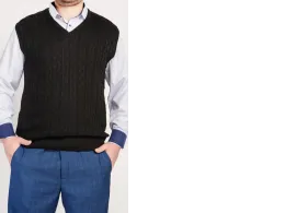 Men's black vest, knitted