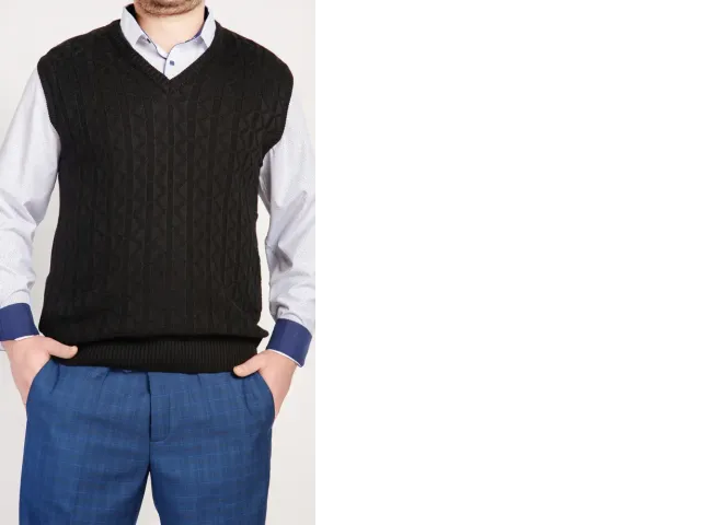 Men's black vest, knitted Men's black vest, knitted