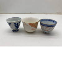 Set of 3 Small tall Japanese ceramic tea cup 