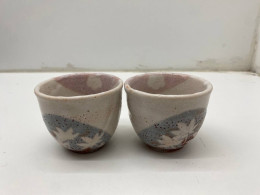 Set of 2 Large tall Japanese ceramic tea cup with cherry blossom pattern Set of 2 Large tall Japanese ceramic tea cup with cherry blossom pattern