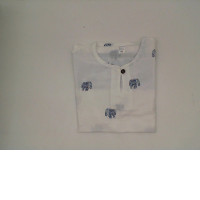 White short sleeve shirt with blue elephant pattern White short sleeve shirt with blue elephant pattern