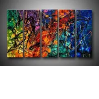 Set of 5 paintings, to create a pano, on canvas