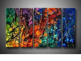 Set of 5 paintings, to create a pano, on canvas
