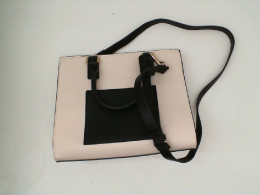 Women's white shoulder bag with black strap 