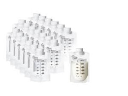 Set of 20 breast milk storage bags, with lid