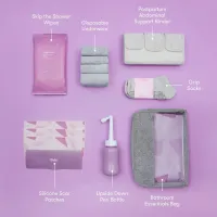 Postpartum set FRIDA MOM. Perineal foam, Perineal Cooling Pad Liners, Disposable postpartum underwear, Instant Maxi Pads, Upside down peri bottle
