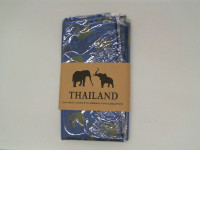 Thai silk with blue elephant pattern 