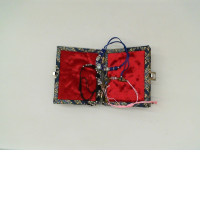 Set of 3 Black, blue and red beaded bracelet in a red box