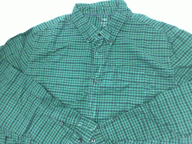 Green and black plaid long-sleeved collared shirt Green and black plaid long-sleeved collared shirt