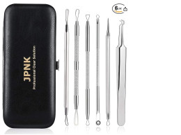 JPNK Blackhead Remover Tool Comedones Extractor Acne Removal Kit for Blemish, Whitehead Popping, 6 Pcs Zit Removing for Nose Face Tools with a Leather Bag JPNK Blackhead Remover Tool Comedones Extractor Acne Removal Kit for Blemish, Whitehead Popping, 6 Pcs Zit Removing for Nose Face Tools with a Leather Bag