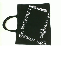 Large black handbag with white pattern 