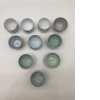 Set of 10 Japanese ceramic teacup with Japanese pattern 