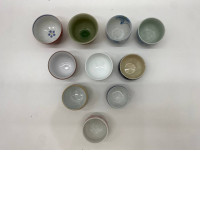 Set of 10 Japanese ceramic teacup with Japanese pattern 
