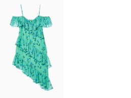 Ruffled Floral Monogram Midi Dress Printed Green Ruffled Floral Monogram Midi Dress Printed Green