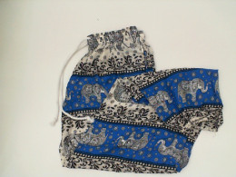 White and blue long elephant pants 