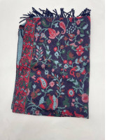 Blue scarf with floral pattern 