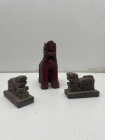 Set of 3 Carved wooden horse