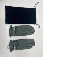 Gray winter gloves and black glove box 