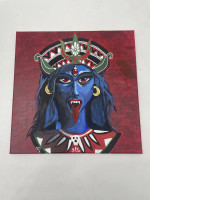 Watercolor painting of a woman sticking out her tongue 