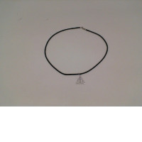 Black necklace with silver triangle pendant Black necklace with silver triangle pendant