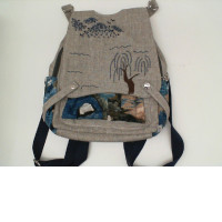 Gray patterned backpack 