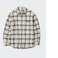  UNIQLO Flannel Regular Fit Checked Long Sleeve Shirt - Blue, XL 