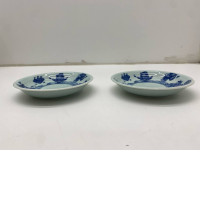 Set of 2 Medium Chinese rice plate, traveler pattern