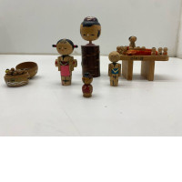 Set of Japanese family wooden toys 