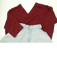 Women's long-sleeved red top and shorts Women's long-sleeved red top and shorts