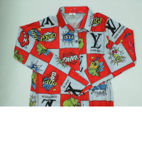 White and orange long-sleeved shirt with cartoon pattern Size M