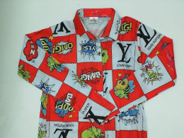 White and orange long-sleeved shirt with cartoon pattern Size M